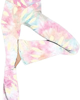 Damen nan taillenhohe Yogahose mit überkreuztem Bund und ausgestelltem Saum mit Schlitz Drune in Tie-Dye Rosa
