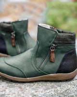 Damen nan lederoptik gefütterte Stiefelette mit seitlichem Reißverschluss und rutschfester Laufsohle Drune in Grün