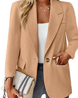 Damen nan taillierter Blazer mit Ein-Knopf-Verschluss Reverskragen und Pattentaschen Drune in Khaki