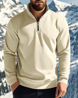 Herren nan halbhoher Reißverschluss-Sweatpullover mit Stehkragen weichem Fleecefutter und elastischen Bündchen Drune in Apricot