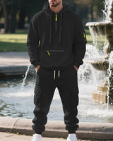 Herren nan utilitaristisches Kapuzenpullover und Cargo-Jogginghose Set Drune in Schwarz