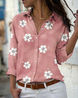 Damen nan lockere Hemdbluse mit floralem Druck und Rollärmeln Drune in Pink