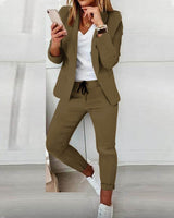 Sarah | Damen Lässiges Blazer und Jogger Set in Grün