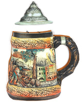 Unisex nan traditioneller keramischer Bierkrug mit Zinndeckel und handbemaltem Reliefmotiv Drune in Erwachsen