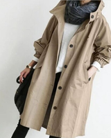 Edith | Damen langer Streetcoat mit Knopfleiste in Beige