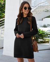 Damen nan legeres Sweatshirt-Kleid mit Rundhalsausschnitt geradem Schnitt und langen Ärmeln Drune in Schwarz