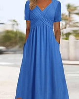 Maryjane | Damen Midikleid | V-Ausschnitt in Blau