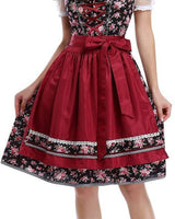 Damen nan traditionelles Dirndlkleid mit Schnürung, floraler Baumwollqualität und Schleifen-Schürze Drune in 8006【Oberteil + Rock + Schürze + Schleife】