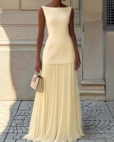 Celeste | Plissiertes Maxikleid in Gelb