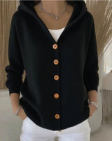 Damen nan Kapuzen-Cardigan mit Knopfleiste und lässiger Oversize-Passform Drune in Schwarz