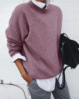 Damen nan gemütlicher Oversize-Strickpullover mit Stehkragen Drune in Rot