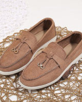 Damen nan bequeme Slip-On Loafer mit dekorativem Quastenbesatz und ergonomischer Gummisohle Drune in Kaffebraun