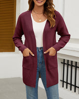 HANAE –  Long-cardigan mit retro-flair in Weinrot