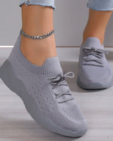 Damen nan gestrickte Slip-On Sneaker mit Memory-Fußbett und rutschfester Wellenlaufsohle Drune in Grau