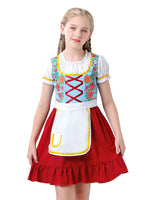 Damen nan traditionelles Dirndlkleid für Kinder mit Schürze und floraler Stickerei Drune in Gemustert (bunt)
