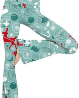 Damen nan taillenhohe Yogahose mit überkreuztem Bund und ausgestelltem Saum mit Schlitz Drune in Weihnachtsgrün