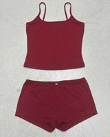 Damen Unterwäsche-Set mit Spaghettiträgern und bequemen Shorts Drune in Rot