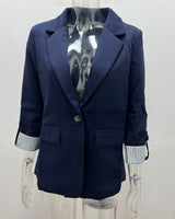 Damen nan taillierter dreiviertelarm Blazer mit Pattentaschen und umgeschlagenen Manschetten Drune in Originalfotos, große Stückzahl vorrätig
