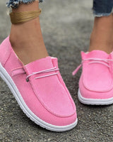 Damen nan lässige Slip-On Sneaker-Halbschuhe mit geripptem Textilobermaterial und elastischer Schnürung Drune in Rosa