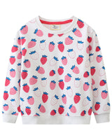 Mädchen Sweatshirt mit fröhlichem Erdbeermuster Drune in Türkis