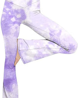 Damen nan taillenhohe Yogahose mit überkreuztem Bund und ausgestelltem Saum mit Schlitz Drune in Tie-Dye Lila