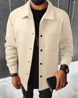 Herren nan minimalistische Hemdjacke aus softem Fleece mit verdeckter Druckknopfleiste und aufgesetzter Brusttasche Drune in Apricot