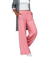 Damen nan weite Leinenmix-Hose mit hohem elastischen Bund und aufgesetzten Seitentaschen Drune in Rosa
