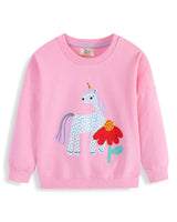 Mädchen Sweatshirt mit niedlichem Einhorn- und Blumen-Design Drune in Rot
