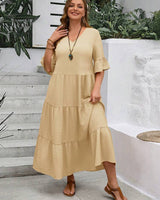 Avelisse - Anmutiges Fließendes Kleid in Beige