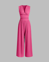 Chic ärmelloser Jumpsuit mit weitem Bein in Rosarot