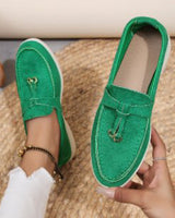 Damen nan bequeme Slip-On Loafer mit dekorativem Quastenbesatz und ergonomischer Gummisohle Drune in Grün