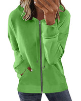 Damen nan Kapuzenjacke mit durchgehendem Reißverschluss, Kängurutaschen und elastischen Bündchen Drune in Neongrün