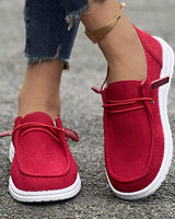 Damen nan lässige Slip-On Sneaker-Halbschuhe mit geripptem Textilobermaterial und elastischer Schnürung Drune in Rot