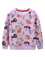 Mädchen Sweatshirt mit buntem Tier- und Blumenmuster Drune in Türkis