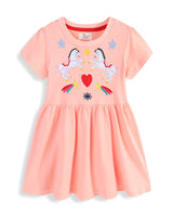 Mädchen Sommerkleid mit buntem Einhornmotiv und fröhlichen Applikationen Drune in 6237