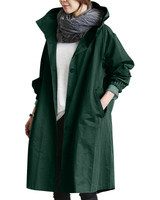 Edith | Damen langer Streetcoat mit Knopfleiste in Smaragdgrün