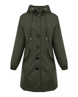 Damen nan leichter Regenparka mit Kapuze, überlanger Knopfleiste, Tunnelzug und aufgesetzten Taschen Drune in Große Lagerbestände