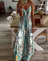 Zara | Damen Maxi-Kleid Träger Mandala-Druck Boho Sommer in Hellgrün