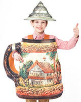 Unisex nan traditioneller keramischer Bierkrug mit Zinndeckel und handbemaltem Reliefmotiv Drune in Kinder