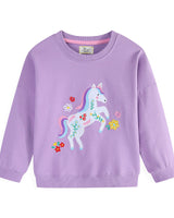 Mädchen Sweatshirt mit buntem Einhorn-Design Drune in Rot