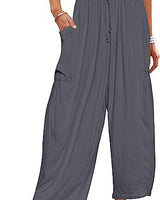 Damen nan weite Palazzohose aus leichtem Leinenmix mit Tunnelzug und seitlicher Tasche Drune in Grau