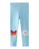 Mädchen Leggings mit buntem Schmetterlings- und Blumenapplikationen Drune in Orange