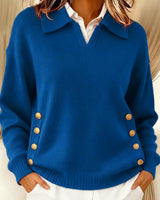 Telina – Langärmeliger Strickpullover Mit V-ausschnitt in Blau