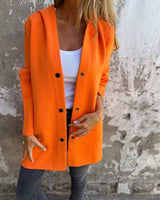Damen nan Kapuzenmantel mittellanger Baumwollmix mit Druckknopfleiste und Eingrifftaschen Drune in Orange