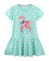 Mädchen Polka Dots Kleid mit süßem Reh-Design Drune in Dunkelbraun