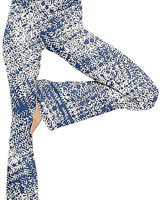 Damen nan taillenhohe Yogahose mit überkreuztem Bund und ausgestelltem Saum mit Schlitz Drune in Tie-Dye Dunkelblau