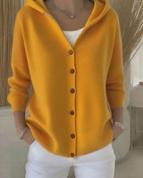 Damen nan Kapuzen-Cardigan mit Knopfleiste und lässiger Oversize-Passform Drune in Gelb
