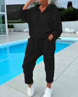 RICHELLE | KAPUZENPULLOVER-SET MIT JOGGINGHOSE in Schwarz
