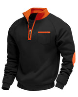 Eoghan – Fleece-Sweatshirt Mit Viertelreißverschluss in Schwarz