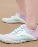 Barfußschuhe für Unisex mit breiter Zehenbox in Weiß Mondlila